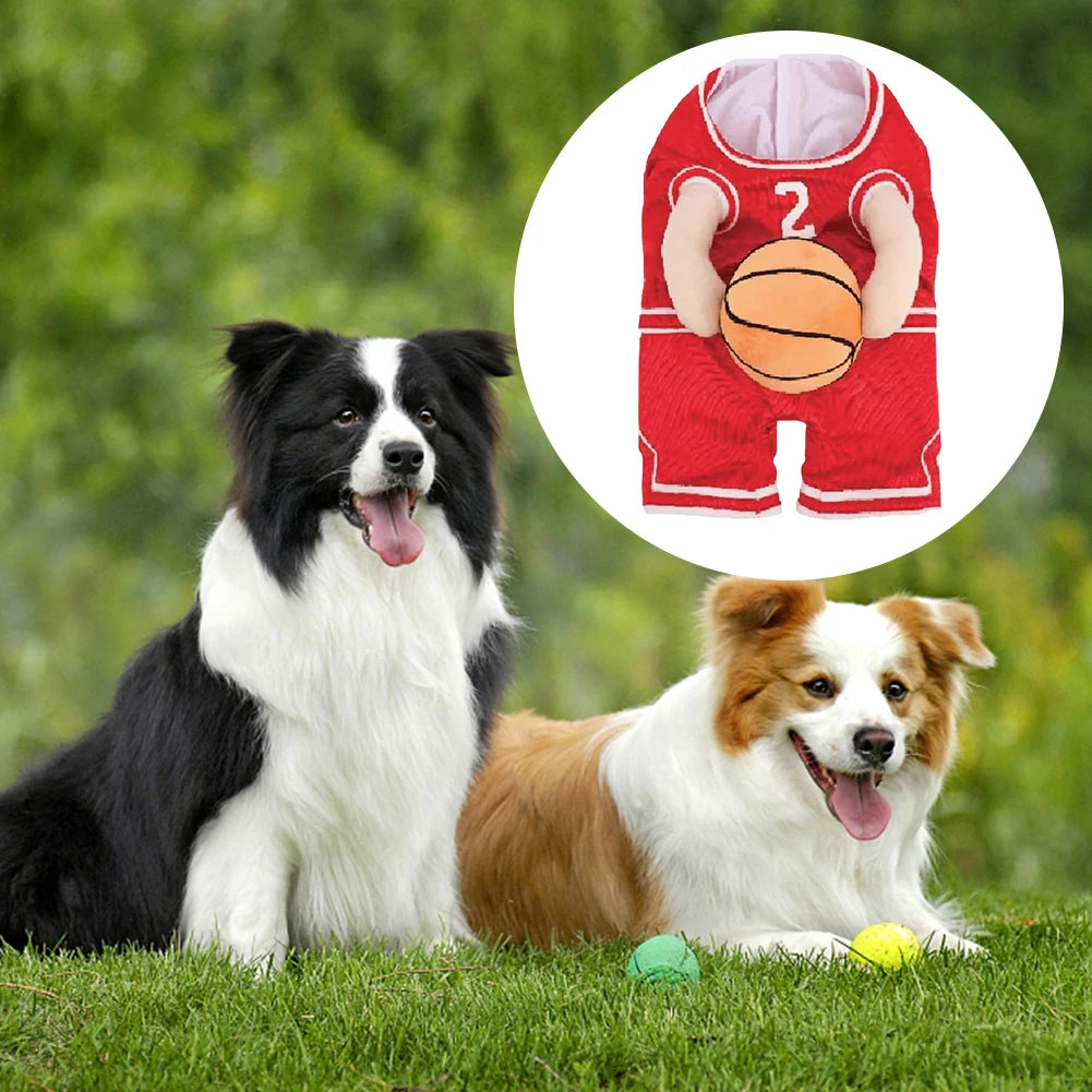 Dog Basketball Player Costume – Funny Sports Outfit with Ball for Halloween & Christmas