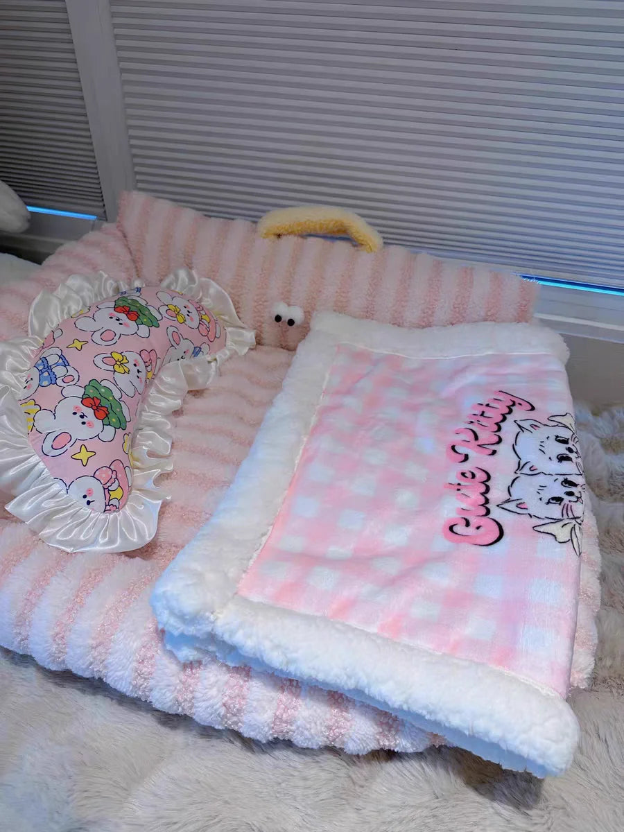 Winter Warm Puppy Sofa Bed – Cozy Cat & Dog Kennel Nest with Cushion Mat