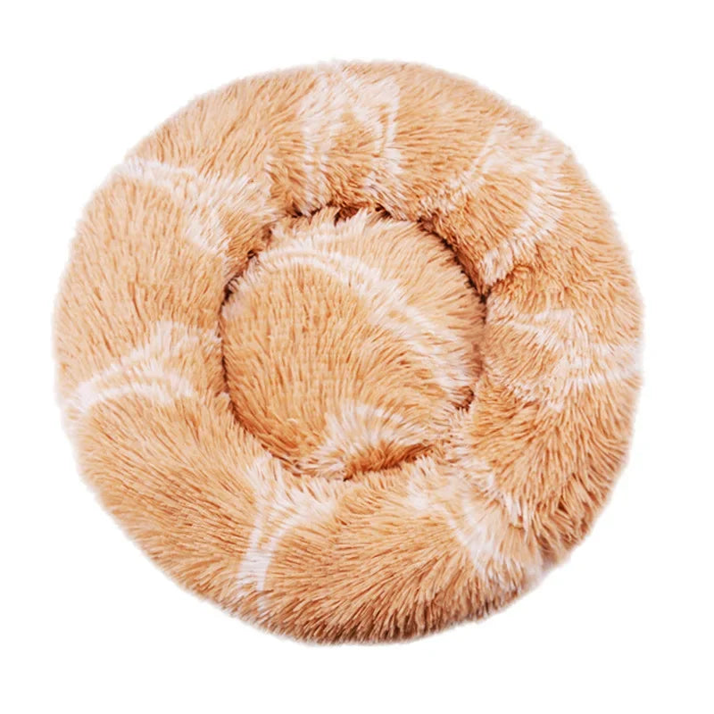 Round Plush Pet Bed – 40–90cm Super Soft Dog & Cat Bed, Winter Warm Sleeping Nest