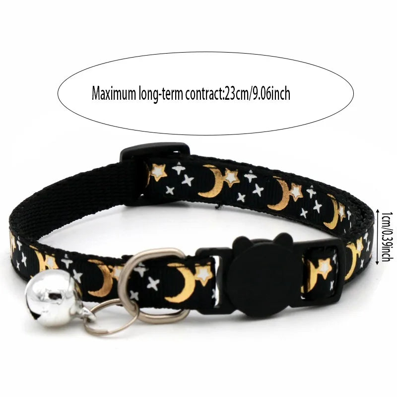 Adjustable Pet Collar with Bell – Colorful Cartoon Footprint Design for Puppies, Dogs & Cats