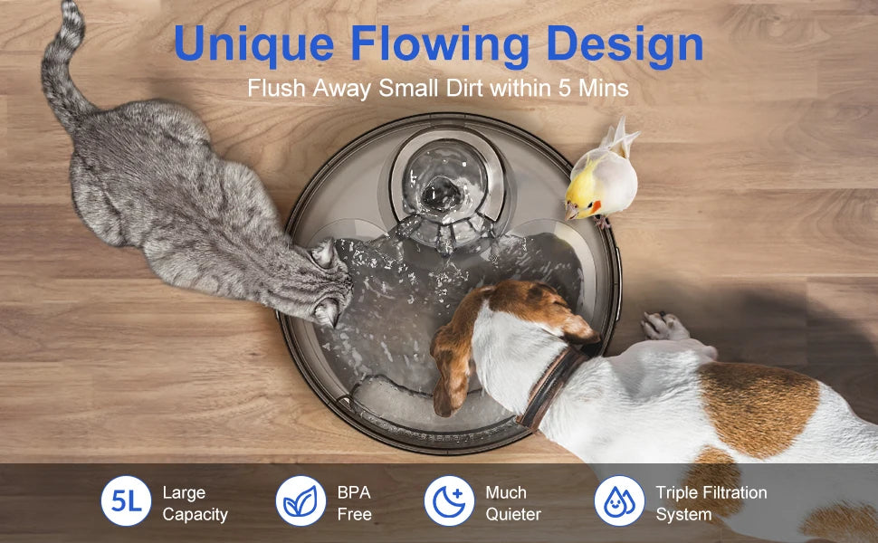 NPET DF10 Large Dog Water Fountain – 170oz / 5L Automatic Pet Water Dispenser for Dogs, Cats & Multiple Pets