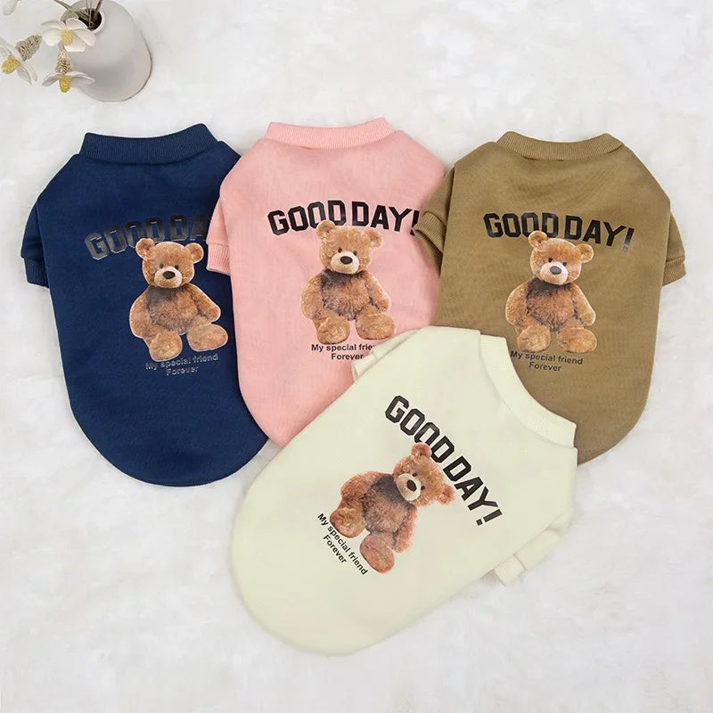 ๐ป Cute Bear Pattern Winter Dog Sweatshirt โ Cozy Pullover for Small & Medium Pets