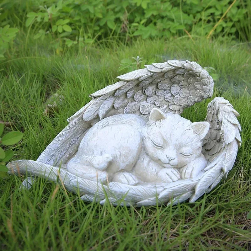 Personalized Pet Memorial Stone – Angel Dog or Cat Resin Tombstone Ornament
