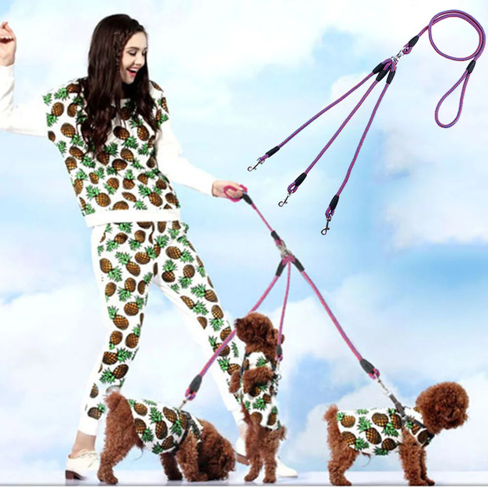 No-Tangle Triple Dog Leash Coupler – 3-Way Splitter for Small Dogs