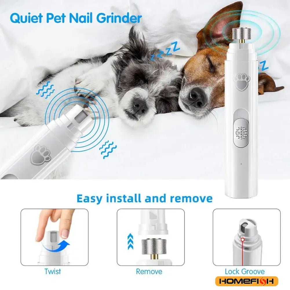 Electric Dog Nail Grinder – USB Rechargeable Pet Nail Clipper & Trimmer with Polisher Wheel for Dogs & Cats