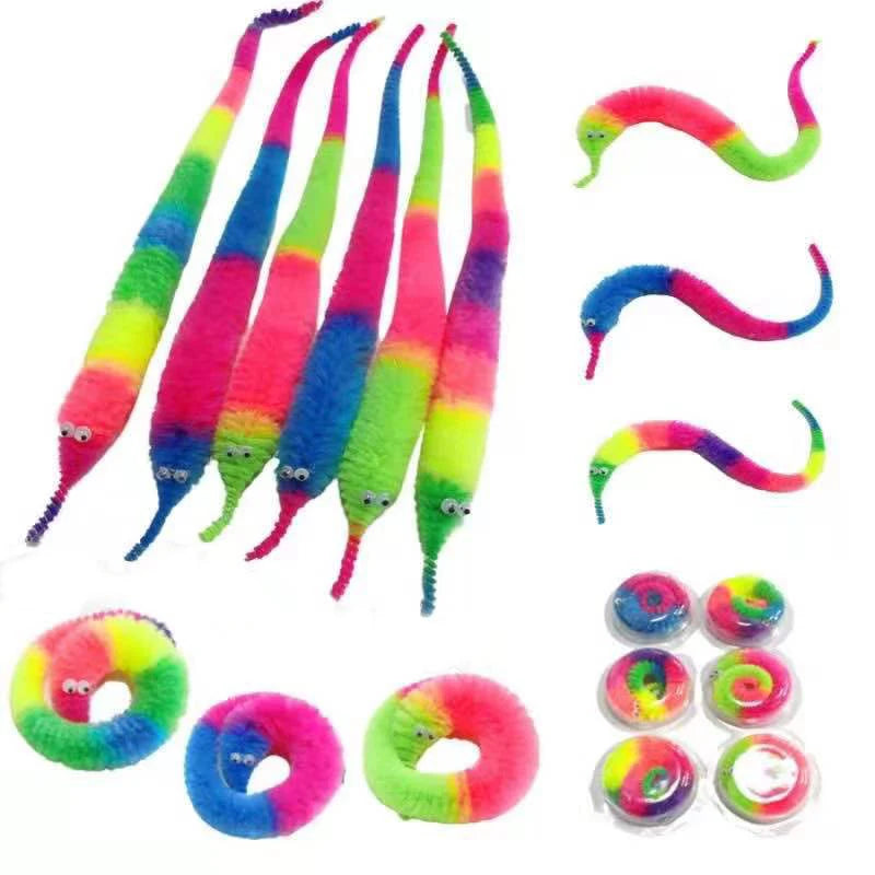 Colorful Elastic Caterpillar Cat Toy – Interactive Bouncing Teaser for Indoor Play