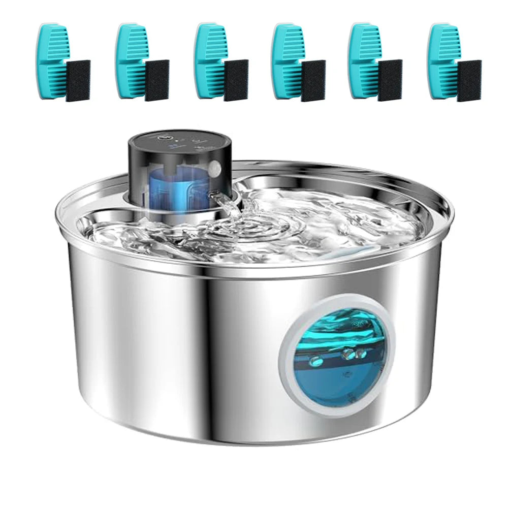 108oz/3.2L Stainless Steel Wireless Cat & Dog Water Fountain – Rechargeable Automatic Motion Sensor Pet Drinker