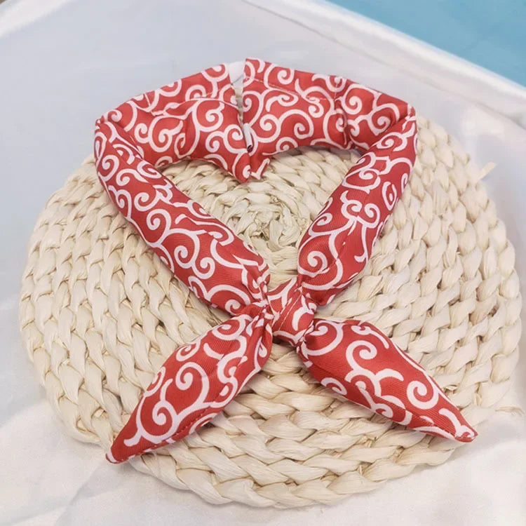 Japanese Farmhouse Style Dog Bandana – Soft Cotton Pet Scarf with Bow Accent for Akita, Shiba & More