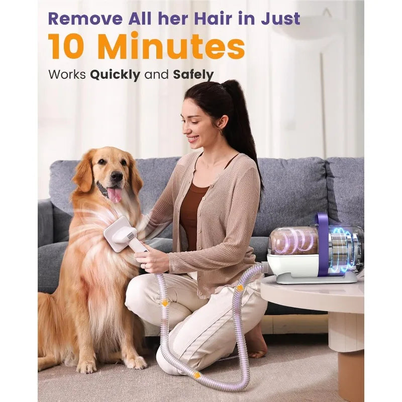 Low Noise Dog Grooming Vacuum Kit – 12kPa Suction for Shedding & Pet Hair Removal
