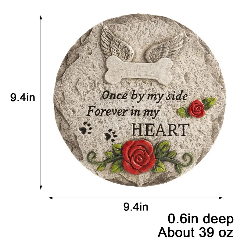 Pet Memorial Stone – Sympathy Gift for Loss of Dog or Cat, Paw Print Grave Marker for Garden or Indoor Remembrance