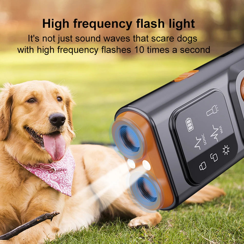 Ultrasonic Dog Bark Control Device – Rechargeable with LED Flashlight