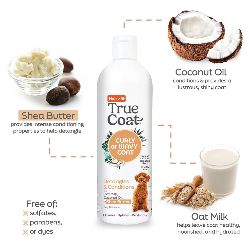 Curly & Wavy Dog Shampoo – Hydrating Detangler with Oat Milk, Coconut Oil & Shea Butter for Poodles, Doodles & Bichon Frise, 16oz