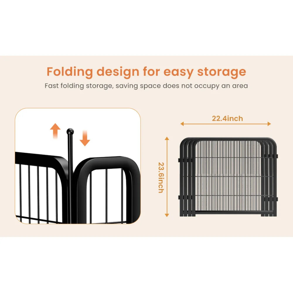 12-Panel Outdoor Dog Playpen – 24" Portable Pet Fence for Small Dogs, Puppies, Rabbits & Small Animals