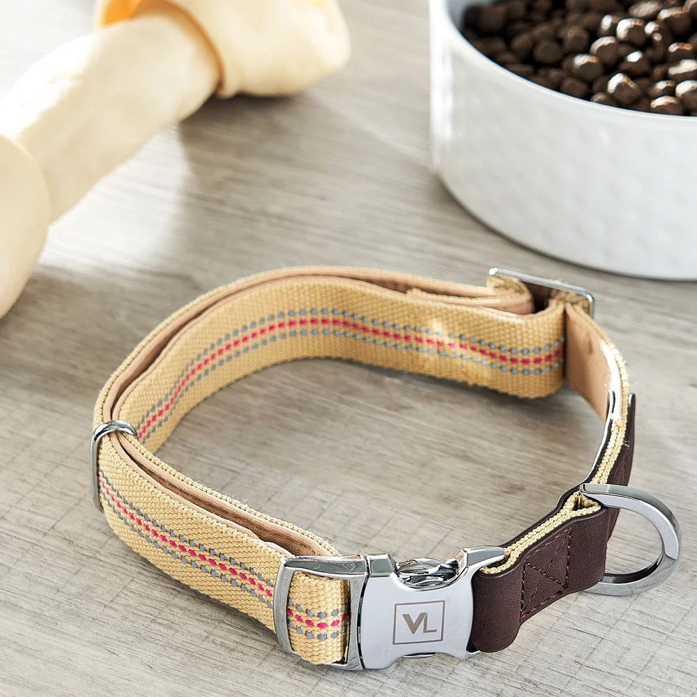 Premium Reflective Large Dog Collar – Adjustable Nylon with PU Leather & D-Ring Leash Attachment