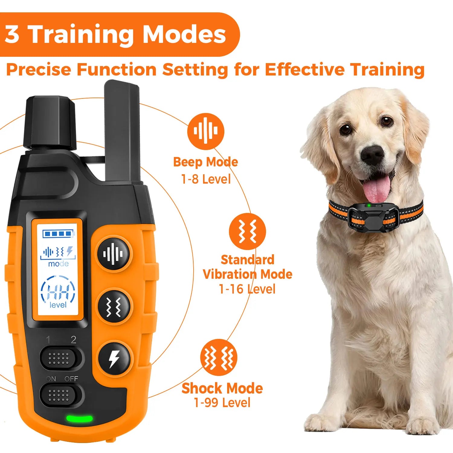 3300Ft Electric Dog Training Collar with Remote – Waterproof Shock & Vibration Behavior Trainer for Dogs 5–120 lbs