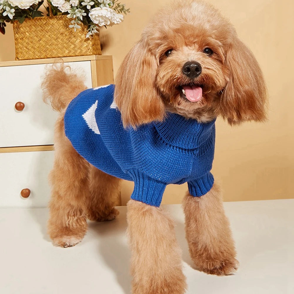 ❤️ Cute Heart Pattern Dog Sweater – Warm Knit Jumper for Dogs & Cats