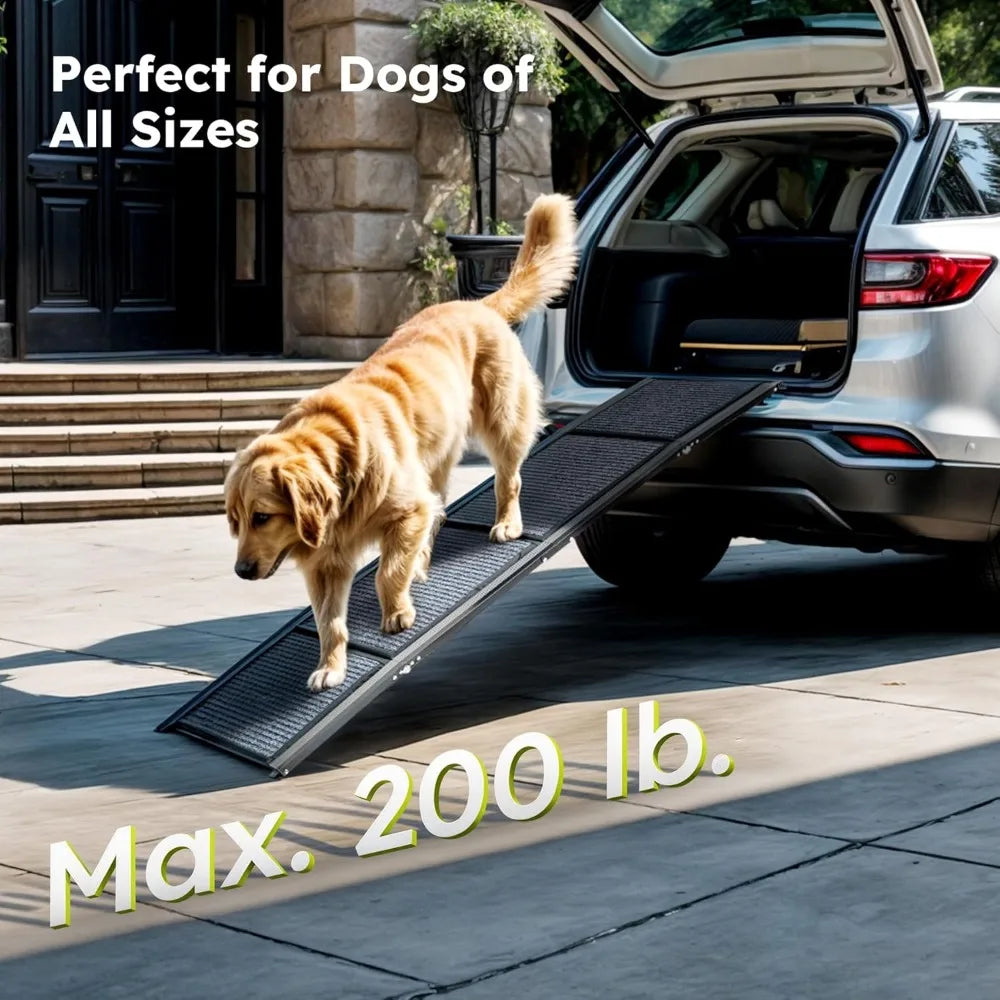 63" Folding Dog Ramp for Car – Portable Pet Ramp with Non-Slip Surface for Large Dogs up to 200 lbs