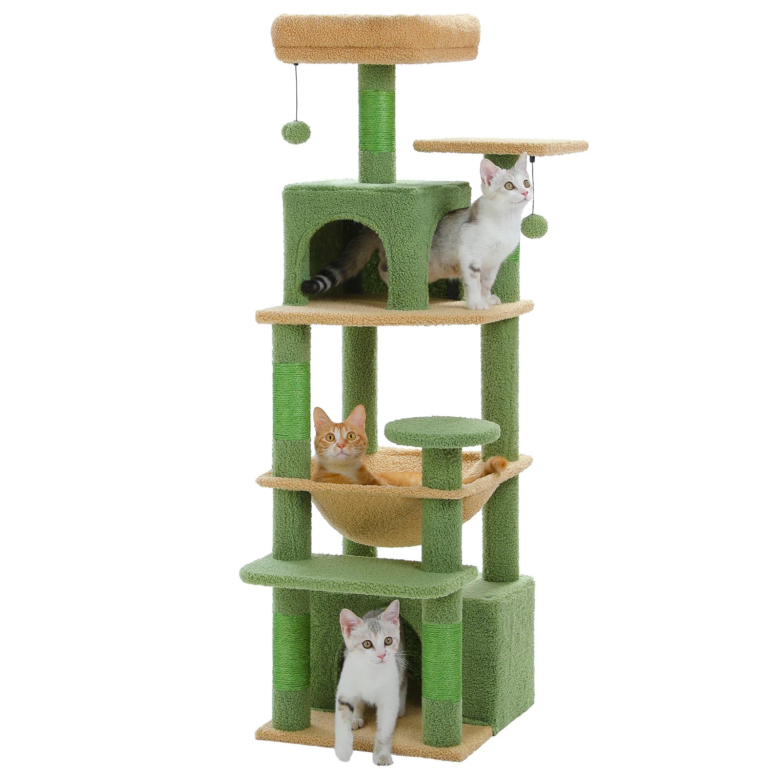 6-Level Multi-Cat Tree Tower with Dual Condos, Double Top Perches, Hammock & 5 Scratching Posts