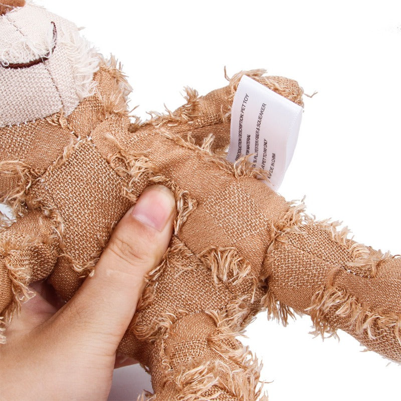 Teddy Bear Plush Dog Toy – Squeaky Interactive Chew Toy for Cleaning Teeth & Stress Relief