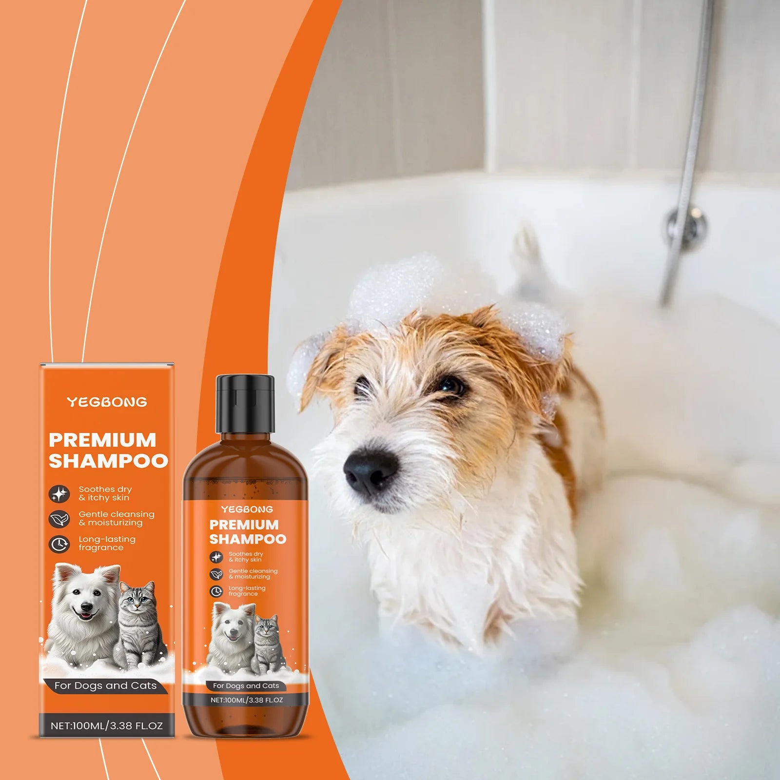 Natural Pet Shampoo for Dogs & Cats – Odor Control & Flea Repellent with Coconut Oil Formula