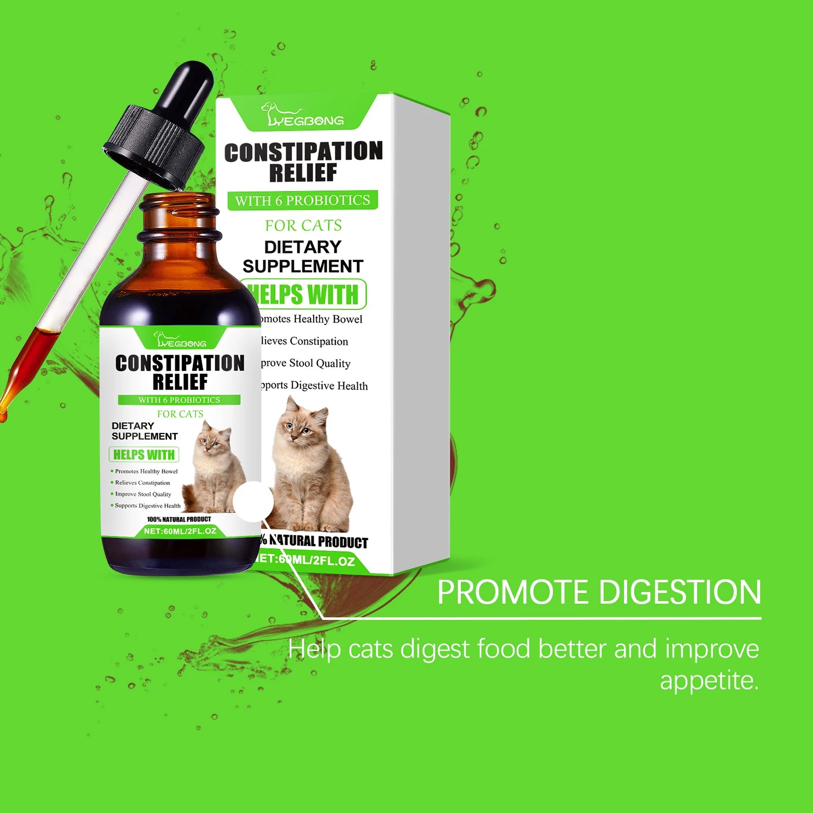 Yegbong Cat Probiotic Drops – Digestive & Immune Support Supplement | Enhances Vitality, Nutrient Absorption & Overall Health
