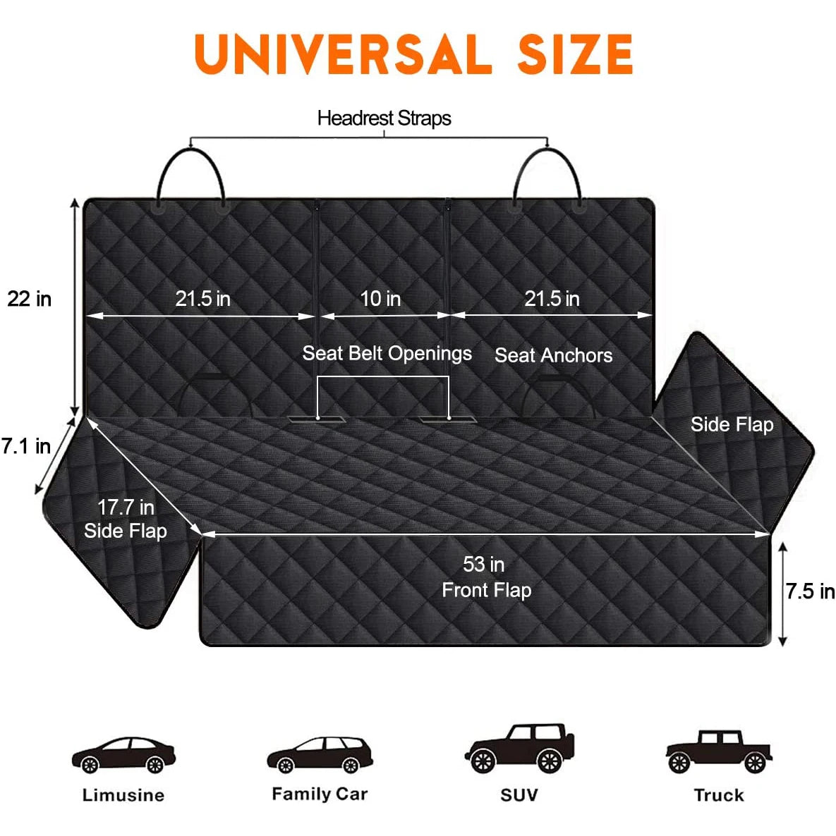 Pet Dog Car Seat Cover – Foldable Waterproof Travel Carrier Mat | Non-Slip Rear Seat Protector for Medium & Large Dogs