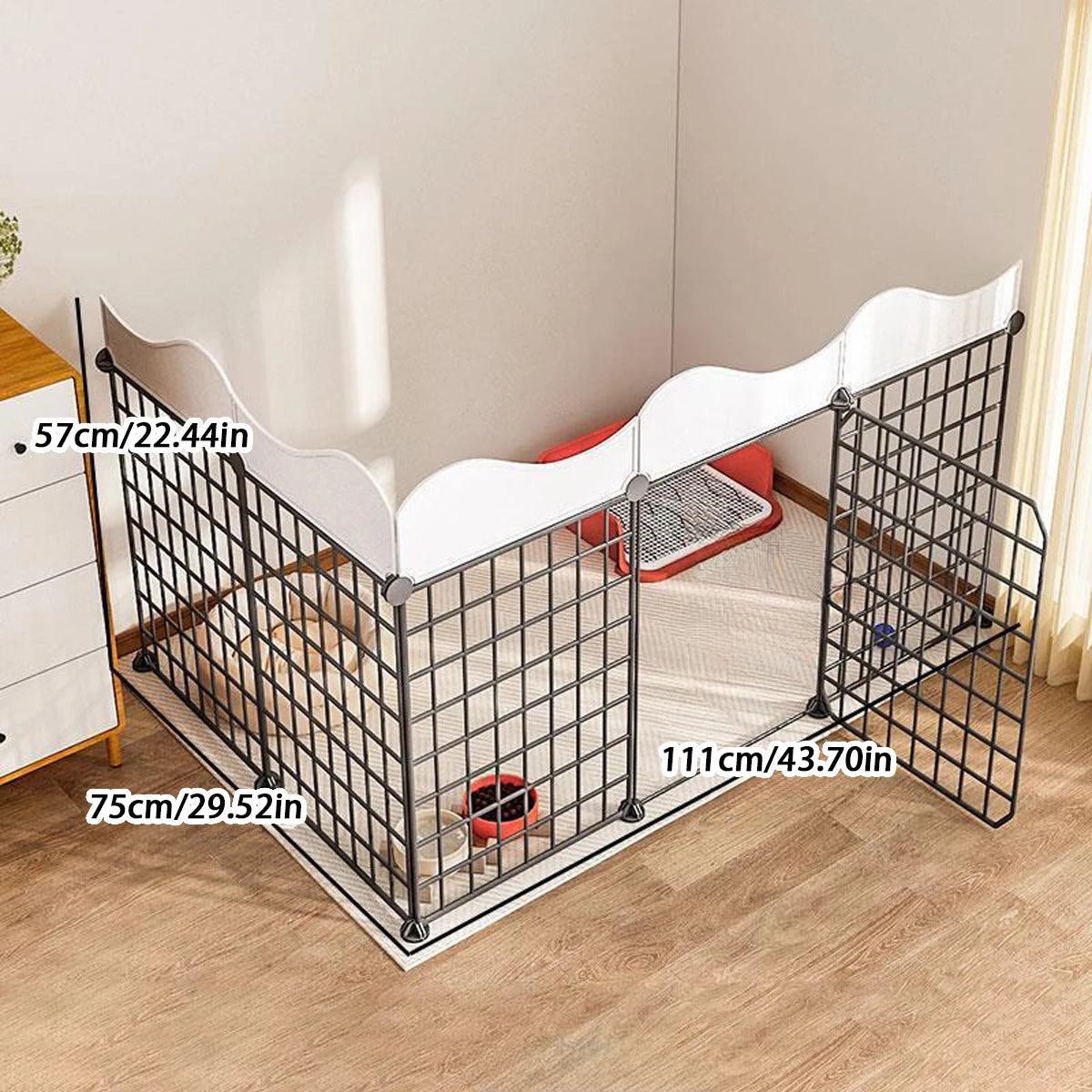 Indoor Puppy Fence with Toilet Area – Small Dog Kennel with One Bedroom, One Bathroom Design & Anti-Jailbreak Partition