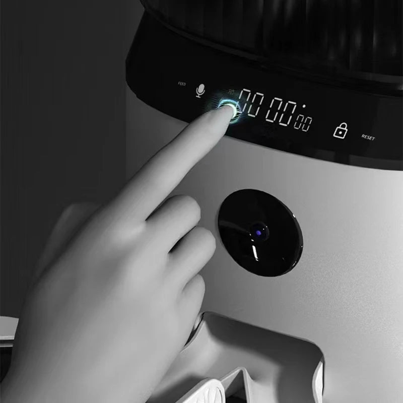Tuya Automatic Pet Feeder 5L – Smart APP Control, Dual Stainless Steel Bowls, HD Camera, Touch Panel, Portion Control for Cats & Dogs
