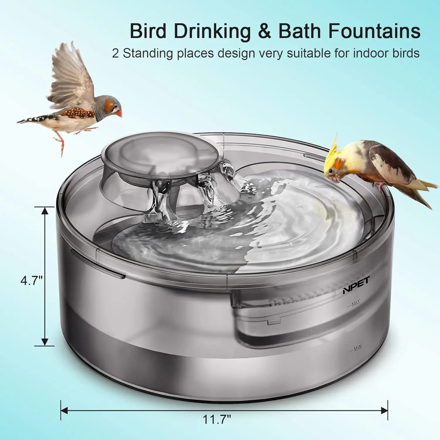 NPET DF10 Large Dog Water Fountain – 170oz / 5L Automatic Pet Water Dispenser for Dogs, Cats & Multiple Pets