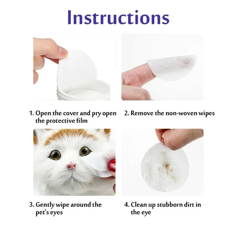 130pcs Pet Eye Wipes – Tear Stain Remover & Gentle Cleaning for Dogs & Cats