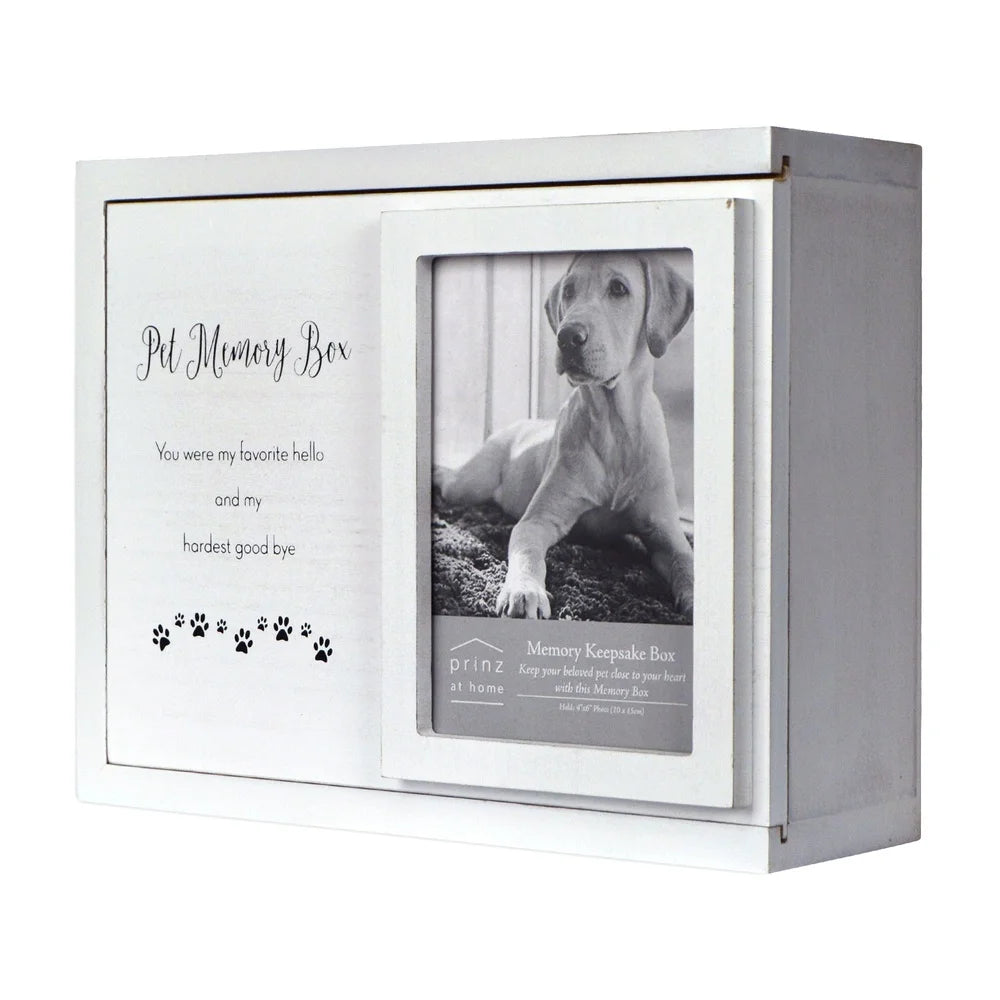 Pet Memorial Keepsake Box – Dog & Cat Memory Storage with Sliding Lid & Photo Display, Remembrance Gift