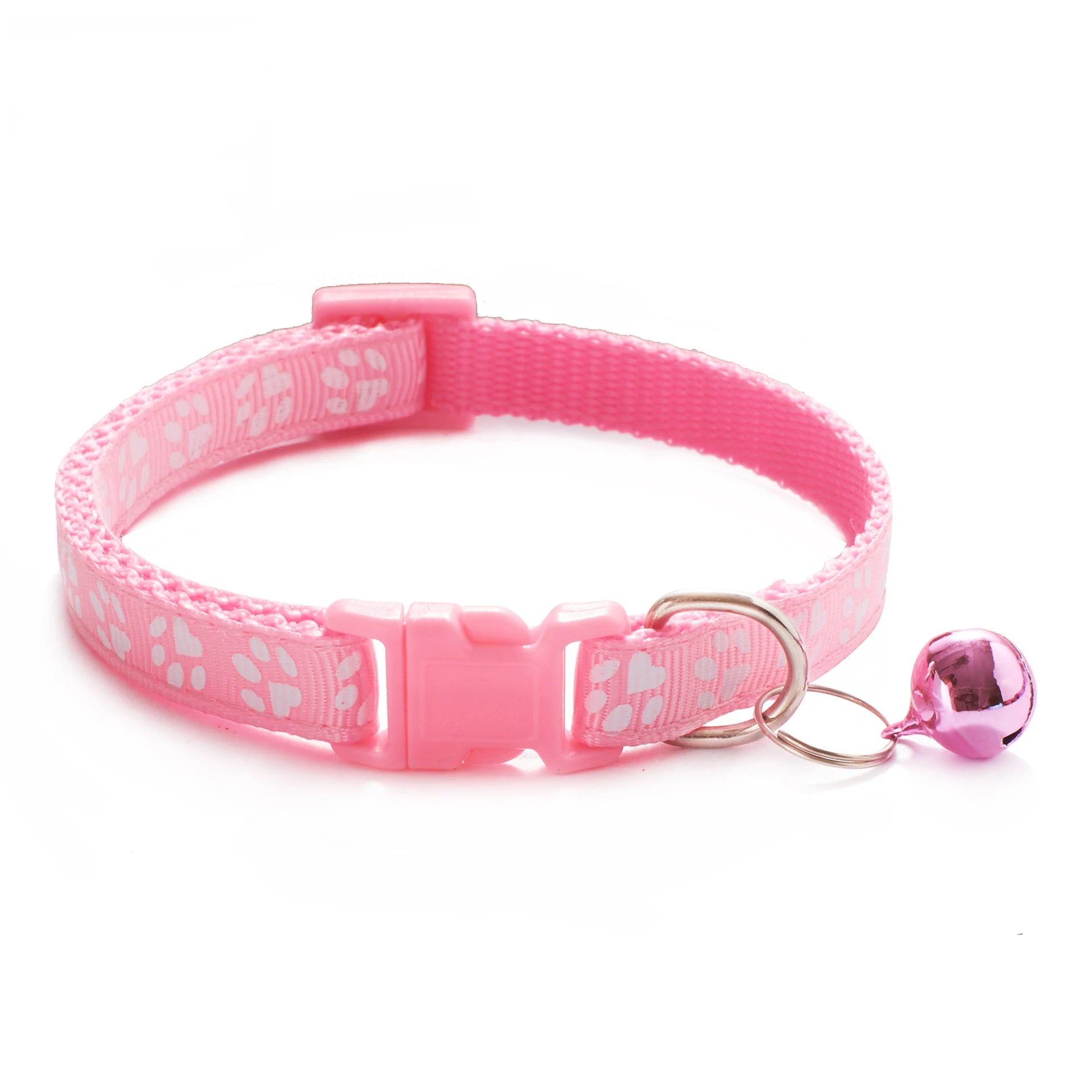 Adjustable Pet Collar with Bell – Colorful Cartoon Footprint Dog & Cat Collar for Puppies and Kittens