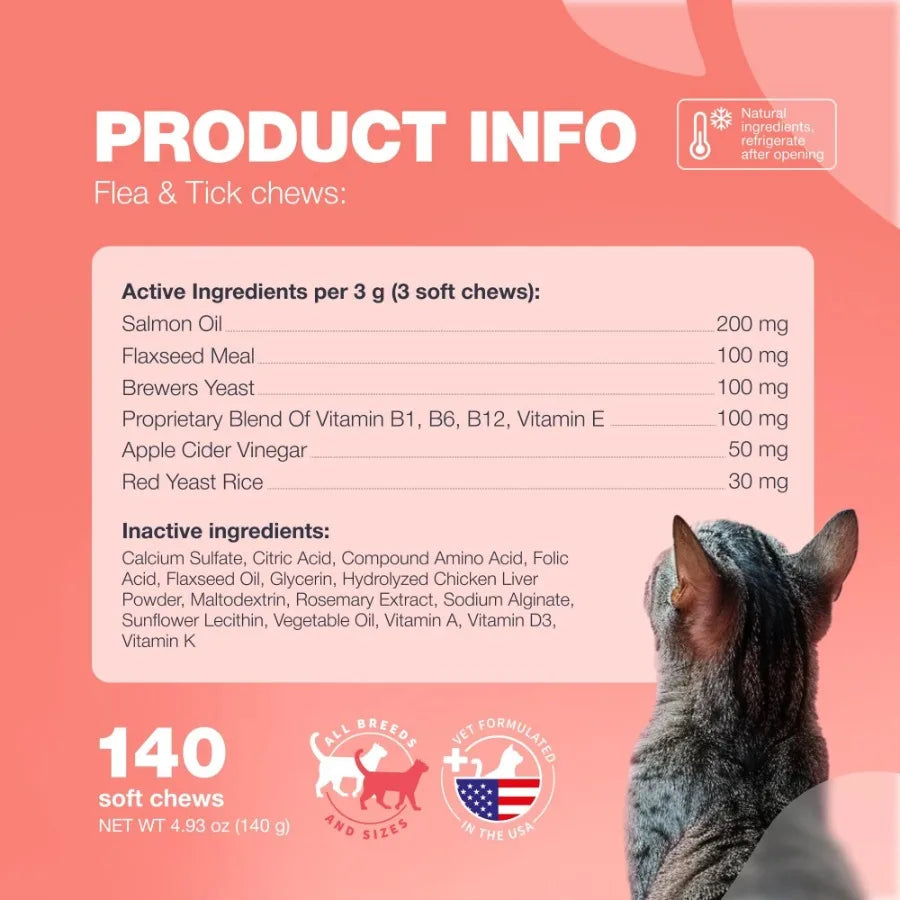 Daily Flea & Tick Treatment Chews for Cats – Soft Oral Treats for All Breeds