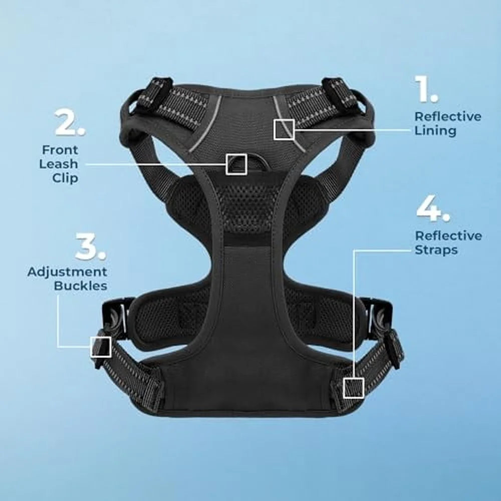 No-Pull Dog Harness – Adjustable Reflective Training Vest with Dual Leash Attachment & Control Handle