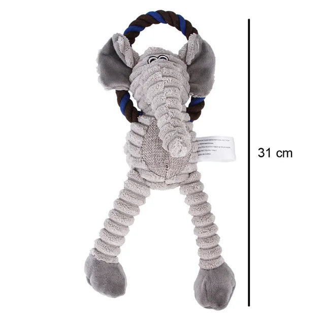Dog Plush Squeaky Animal Toys – Bite-Resistant Chew Toys for Interactive Play & Dental Health (Lion, Elephant, Monkey)