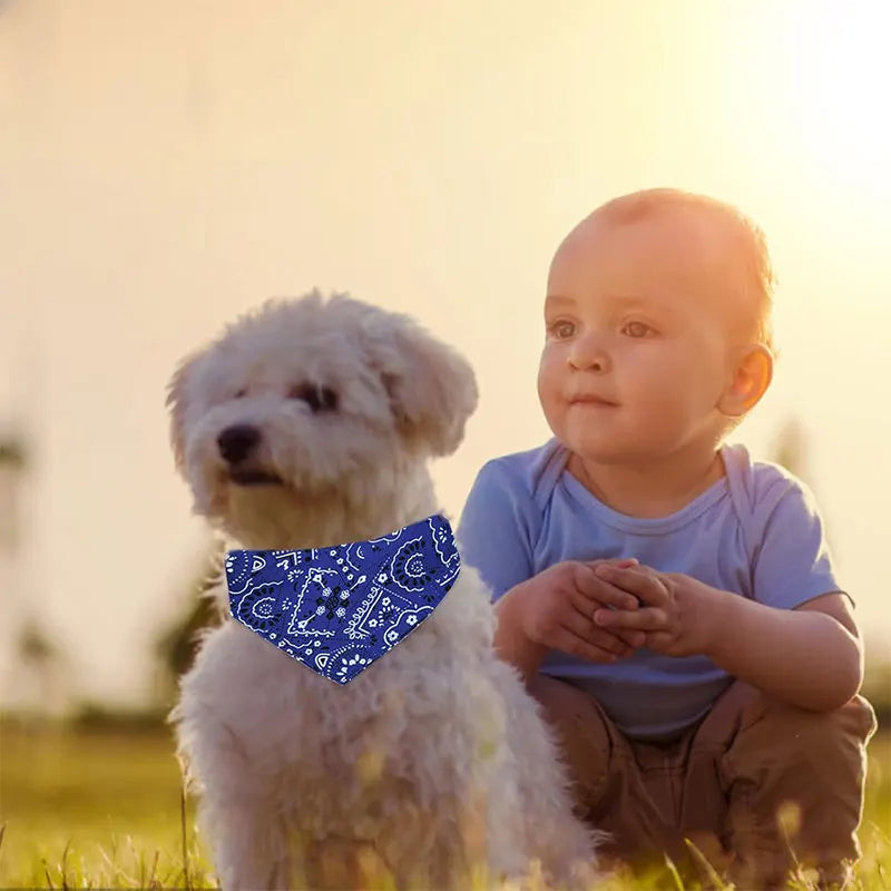 Adjustable Cotton Plaid Dog Bandana – Washable Pet Scarf with Bowtie Collar for Large Dogs & Cats