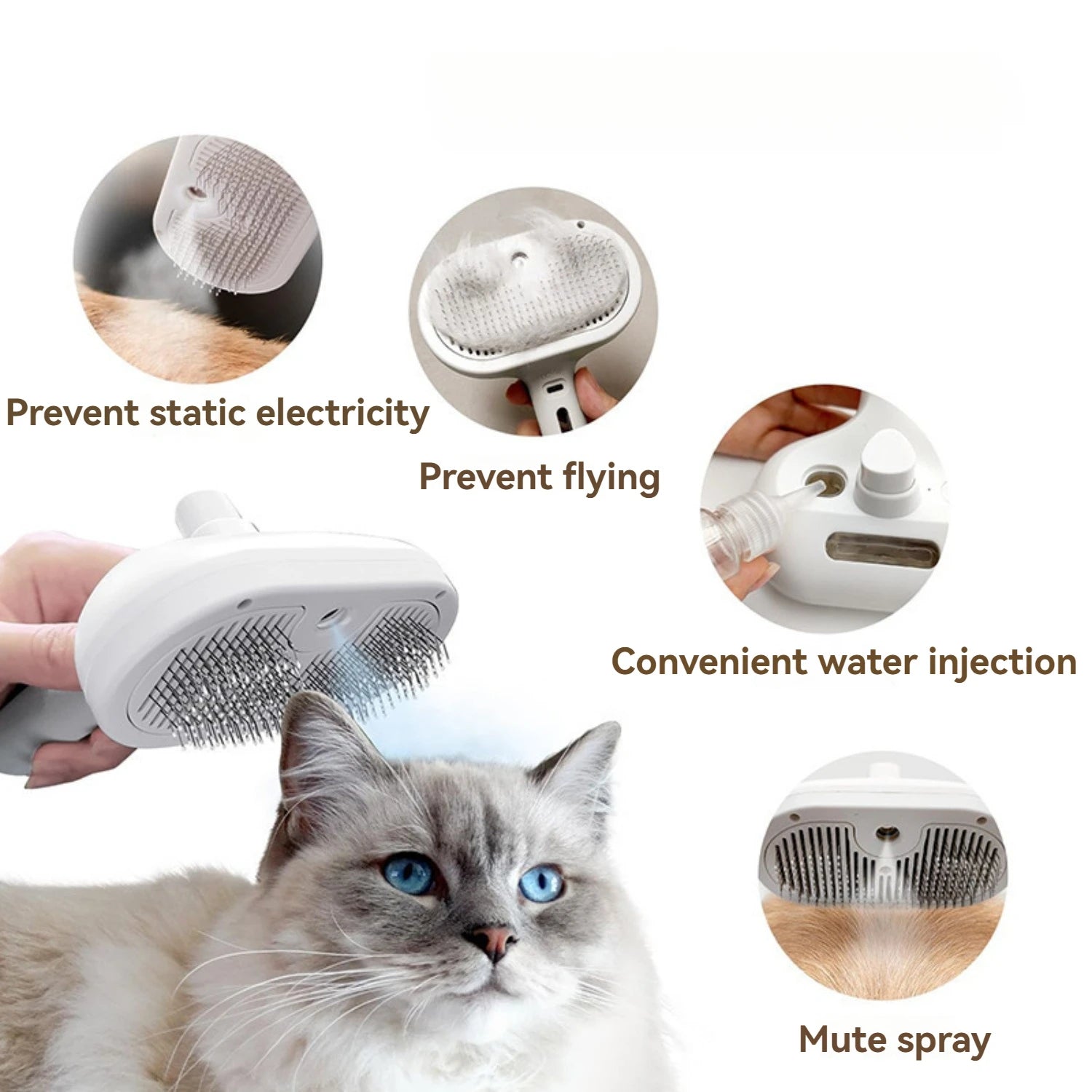 Cat Steam Brush – Pet Spray Hair Removal Comb for Shedding & Grooming | Water Mist Detangler Brush for Cats, Dogs & Small Animals