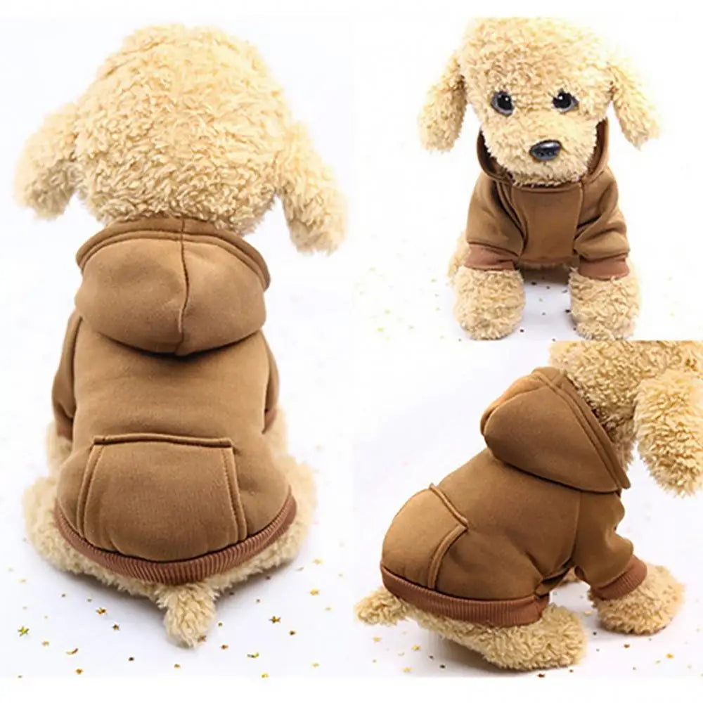 Puppy Pet Hooded Sweatshirt – Two-Legged Autumn/Winter Outfit with Pocket for Cats & Dogs
