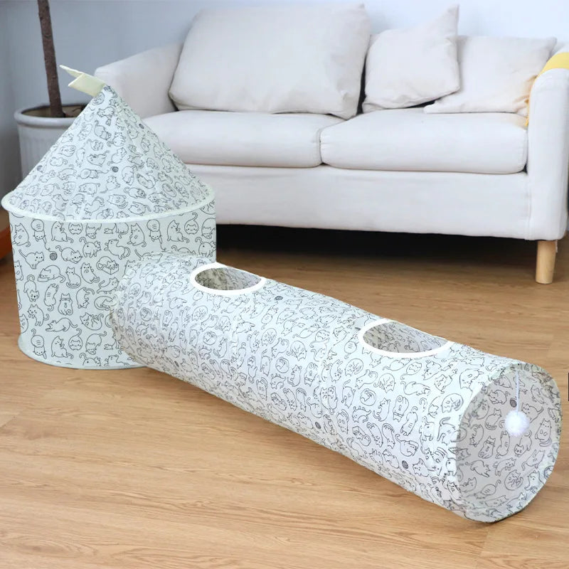 Portable Foldable Cat Tunnel & Tent Set – Large Play Space for Cats, Rabbits, Guinea Pigs & Small Pets