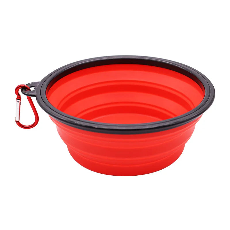 2-in-1 Folding Silicone Dog Feeder Bowl & Water Bottle – Portable Travel Pet Food & Water Dispenser with Carabiner