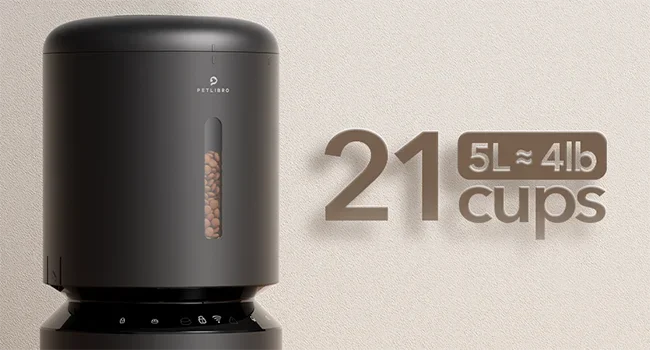 Automatic Cat Feeder – 5G WiFi Pet Feeder for Two Cats or Dogs with Remote Control & Low Food Sensor, 5L Capacity