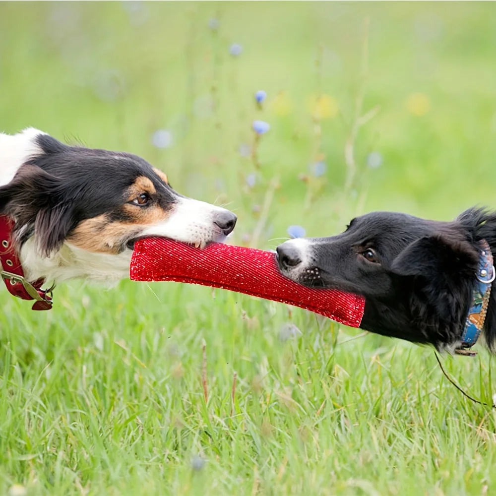 Dog Training Bite Stick – Double Handle Jute Tug Toy for Interactive Play & Bite Training