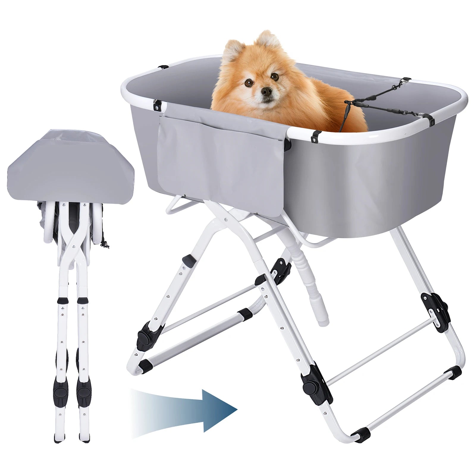 Portable Pet Bathtub – Foldable Elevated Dog Bath Tub for Small & Medium Dogs, Pet Washing Pool for Bathing, Shower & Grooming