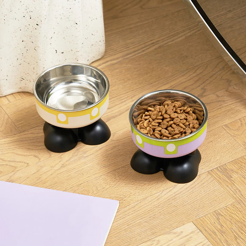 Elevated Stainless Steel Pet Bowl – Colorful High-Legged Food & Water Bowl for Dogs & Cats