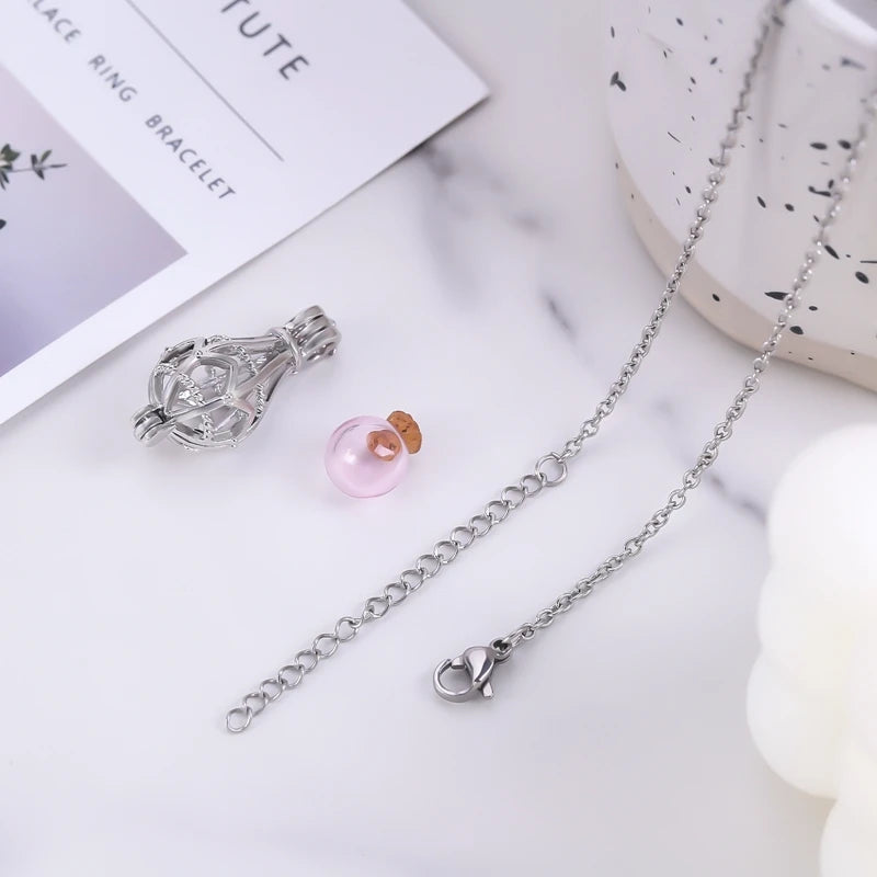 Hollow Teardrop Keepsake Urn Necklace for Ashes – Openwork Memorial Locket Pendant