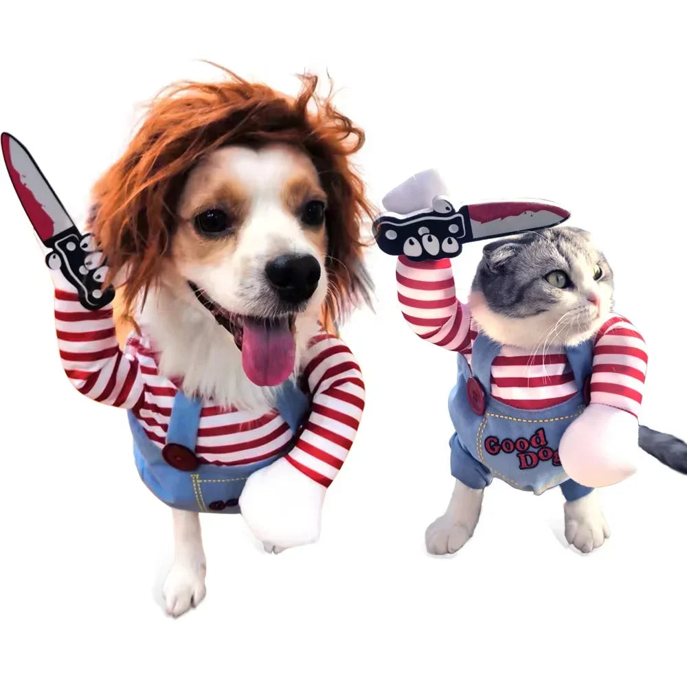 Pet Chucky Costume – Funny Halloween Dog & Cat Cosplay Outfit