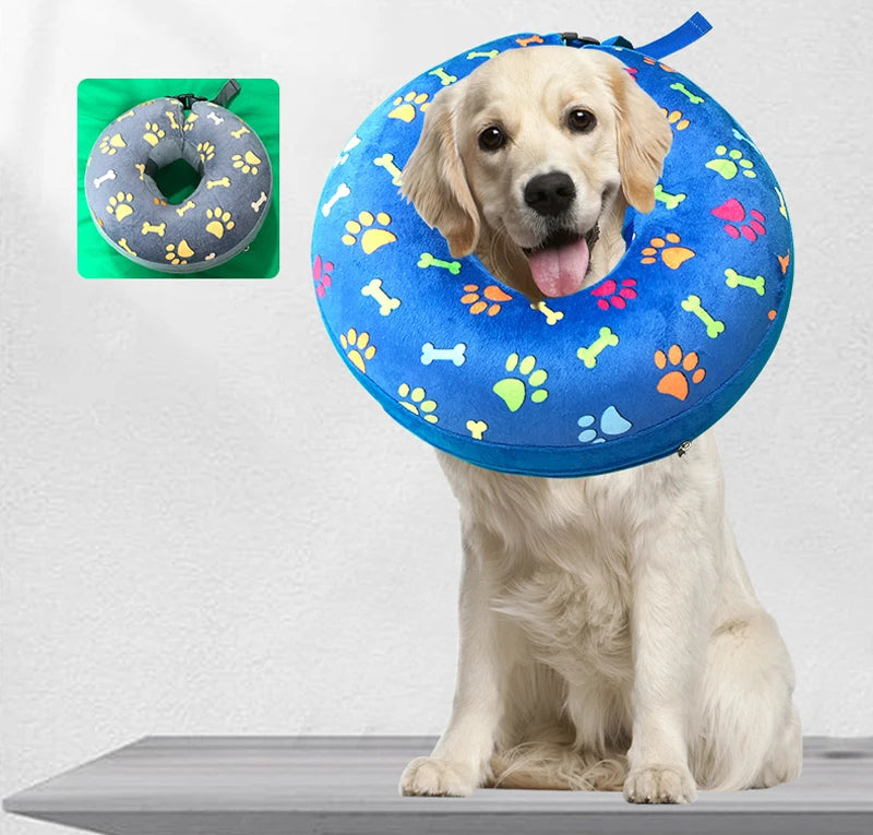 Inflatable Dog & Cat Recovery Collar – Soft Protective Anti-Bite Neck Ring (Elizabethan Style)