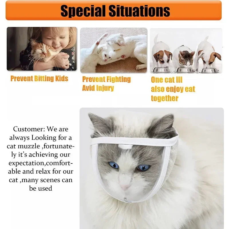 Clear Breathable Cat Muzzle – Grooming & Bathing Aid for Cats and Small Dogs