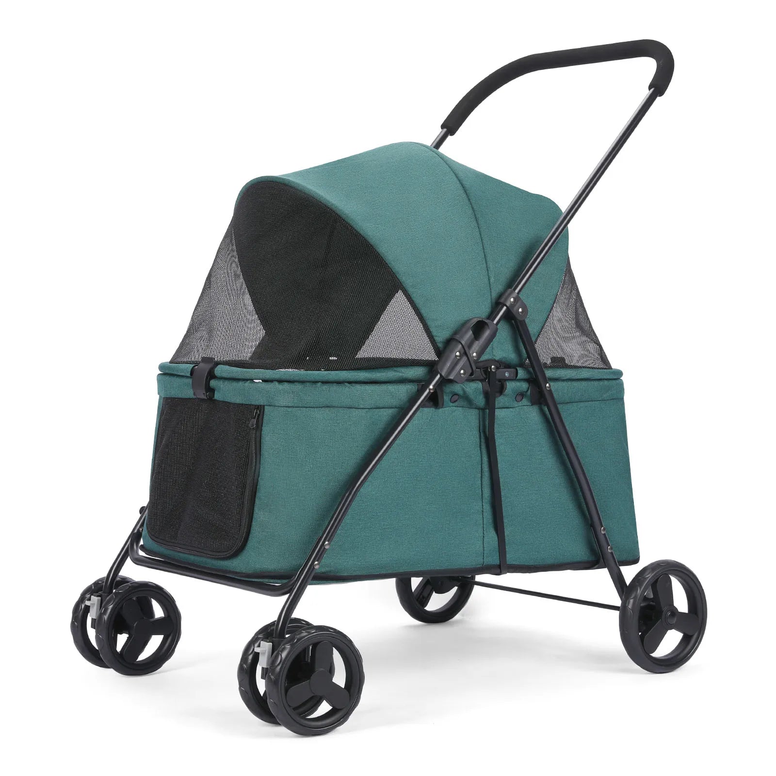 Wedyvko Luxury 80 lbs Pet Stroller – 4-Wheel Foldable Dog Stroller with Brakes, Dark Grey
