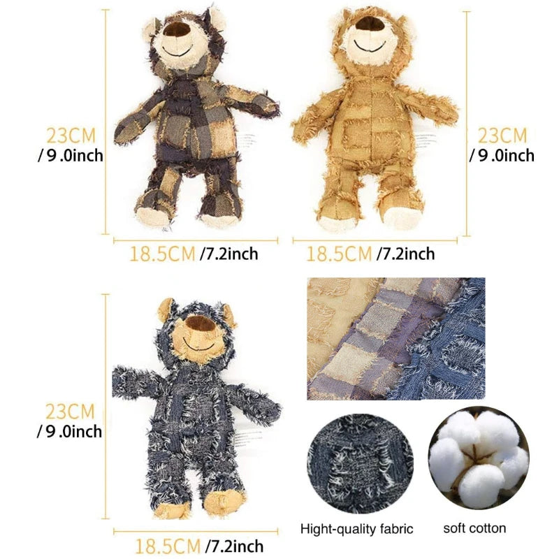 Teddy Bear Plush Dog Toy – Squeaky Interactive Chew Toy for Cleaning Teeth & Stress Relief